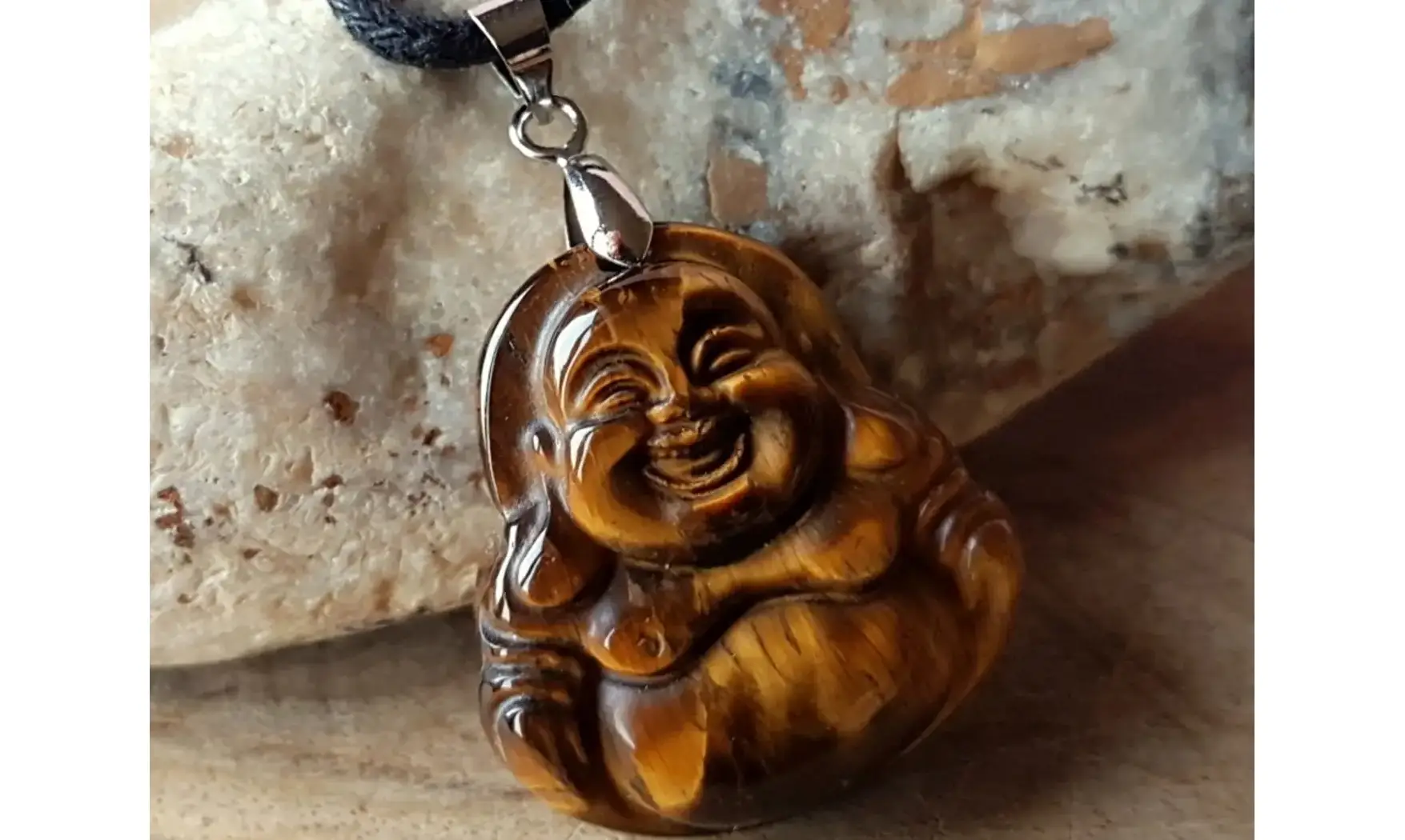 Oeil de Tigre Bouddha Pendentif pierre