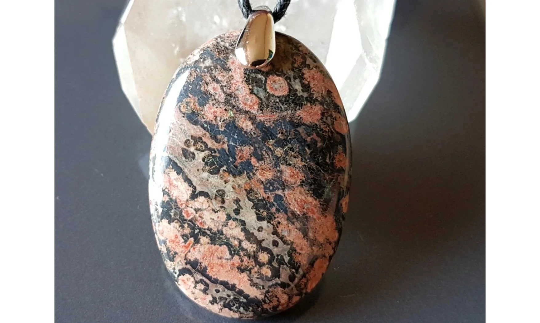 Jaspe Léopard Galet pierre pendentif
