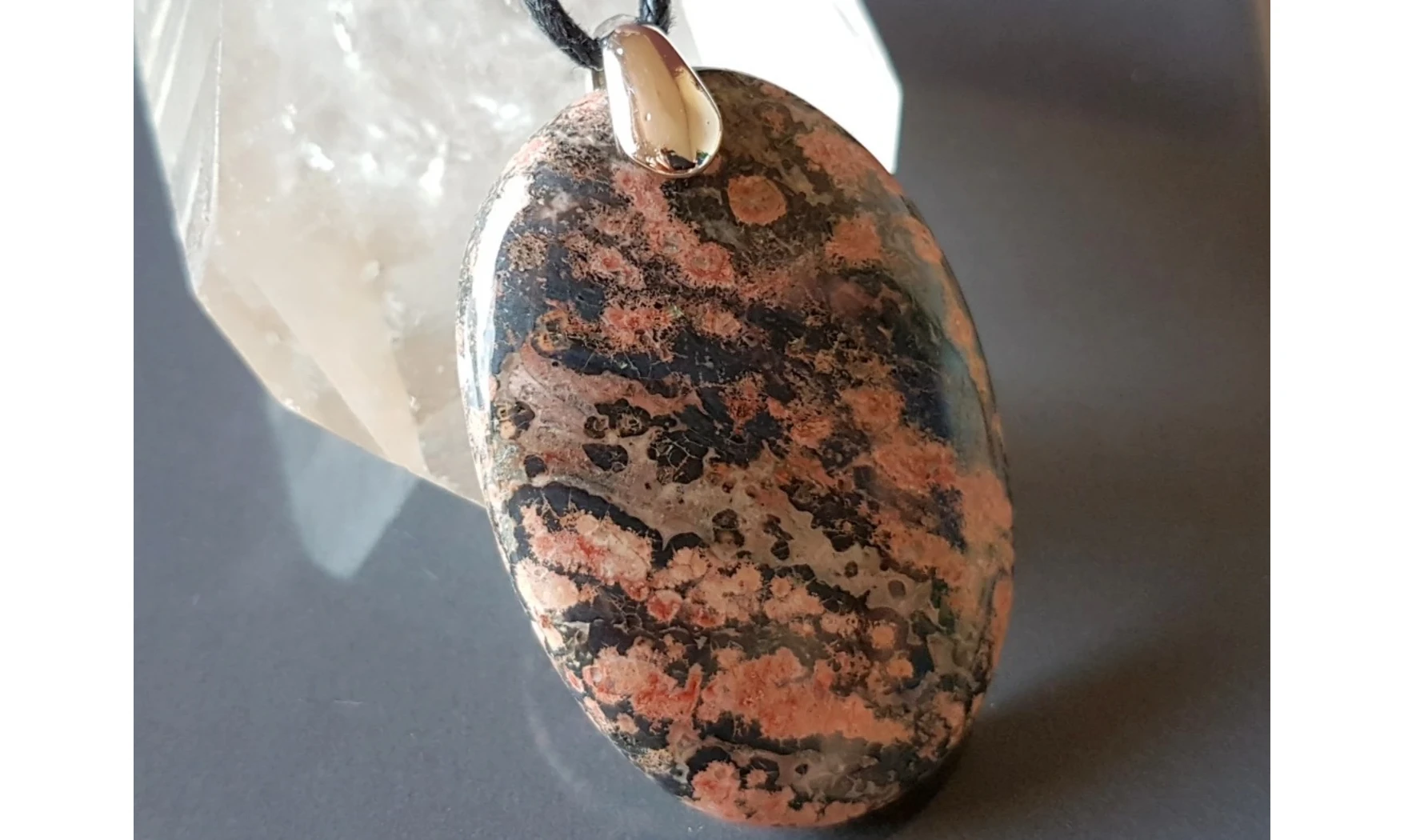 Jaspe Léopard Galet pierre pendentif