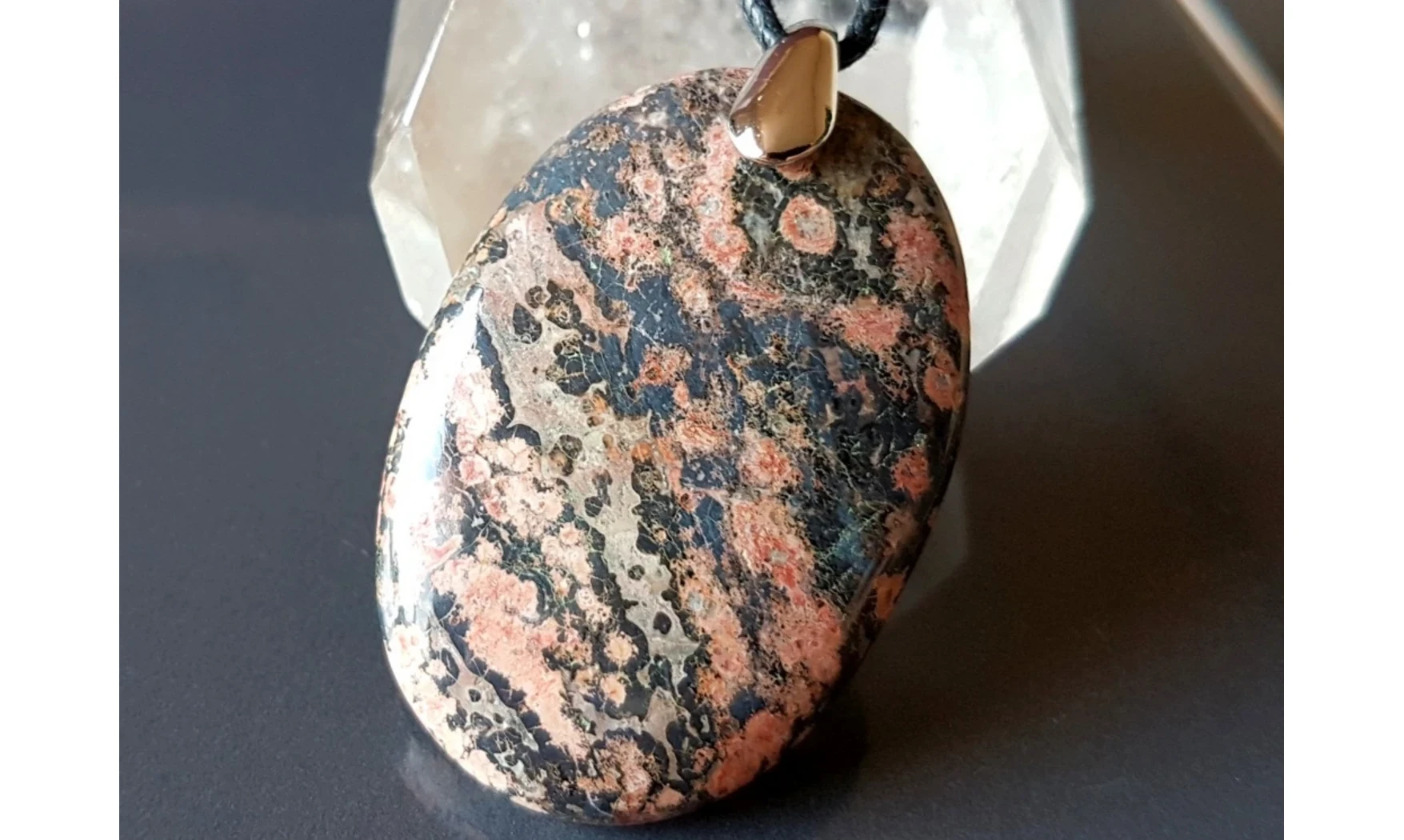 Jaspe Léopard Galet pierre pendentif