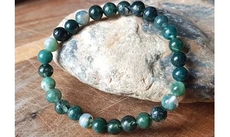 Moss Agate Round beads Bracelet