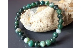 Moss Agate Round beads Bracelet