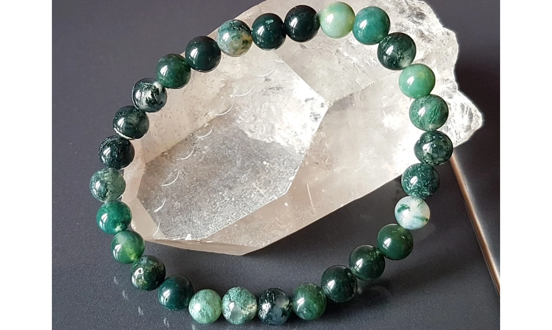 Agate Mousse pierres Boules bracelet