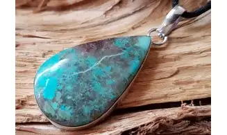 Chrysocolla & 925 Silver plated pendant