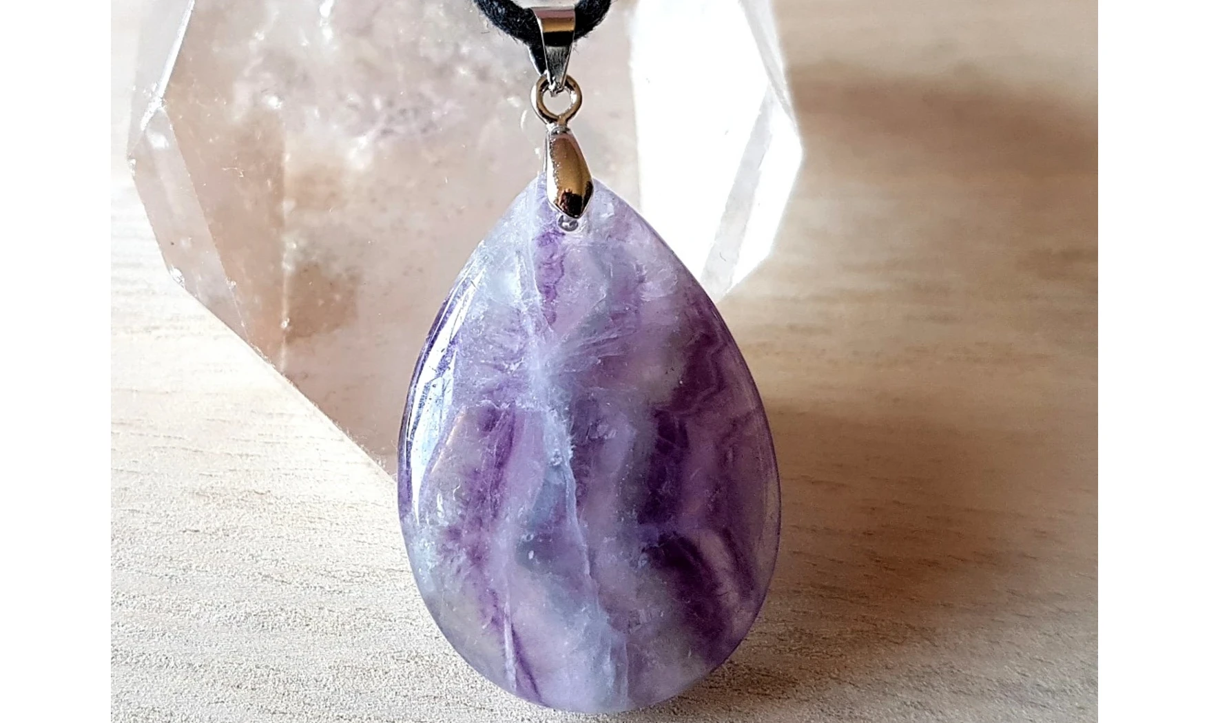 Rainbow Fluorite Palm stone pendant