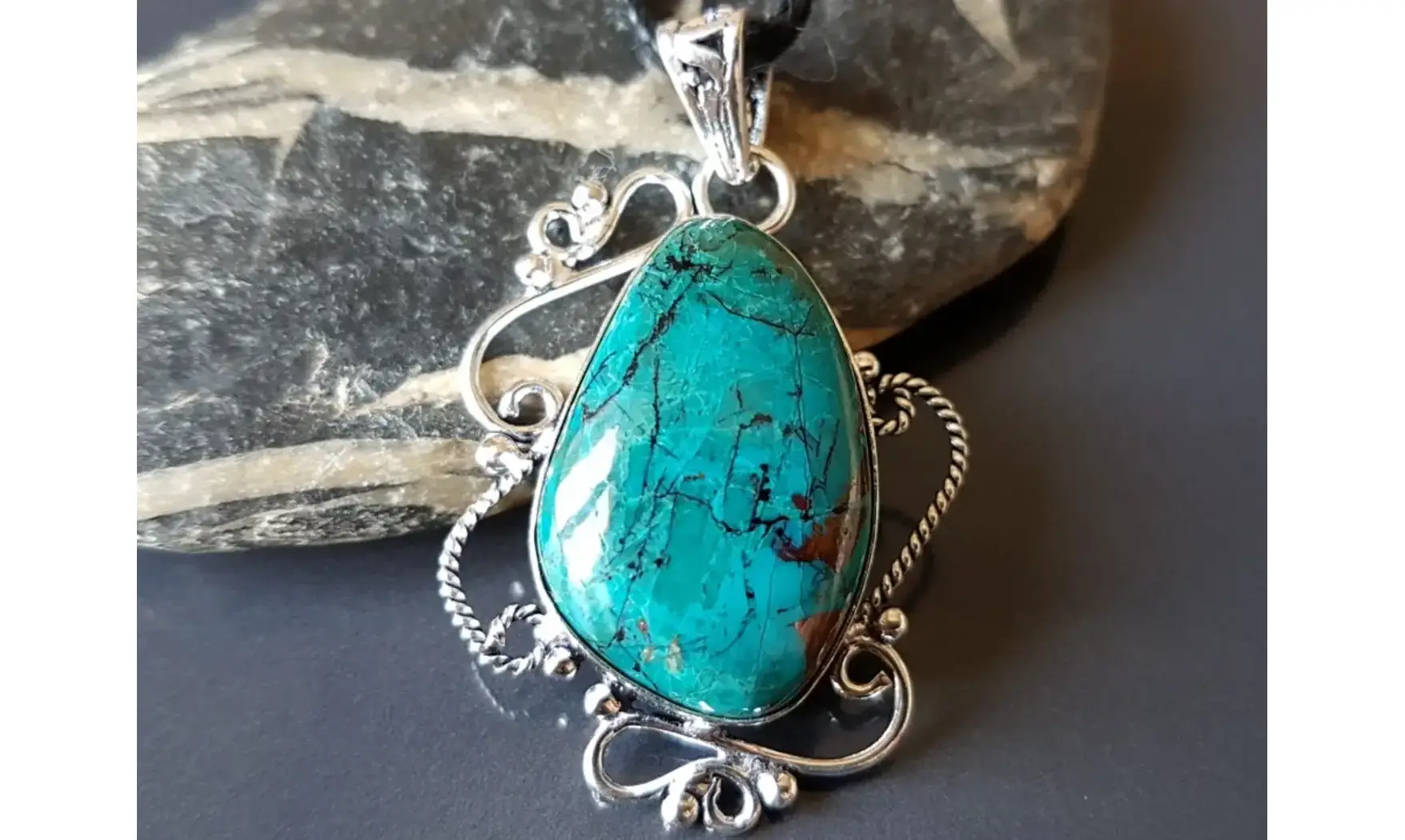 Chrysocolle pierre pendentif & Argent