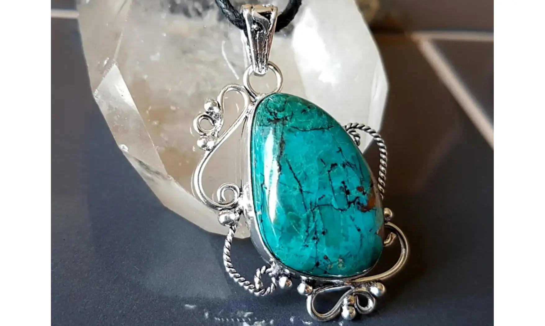 Chrysocolle pierre pendentif & Argent