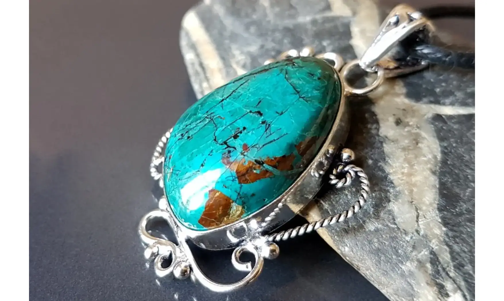 Chrysocolle pierre pendentif & Argent