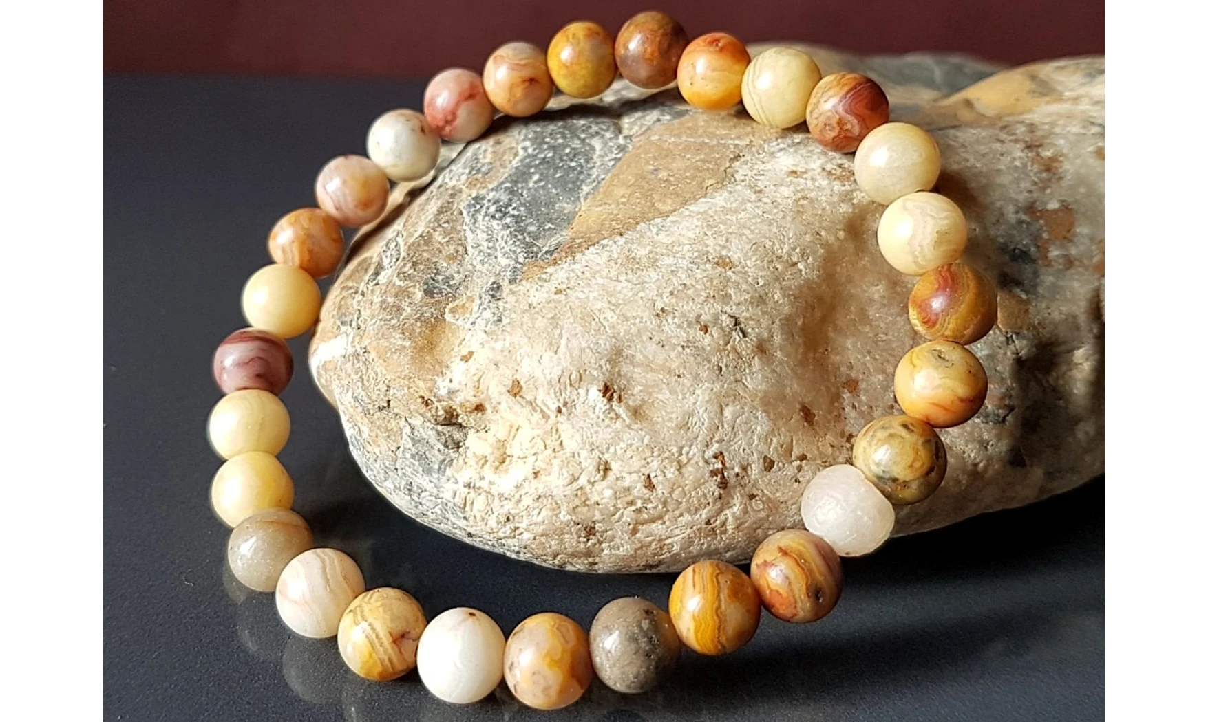 Agate Crazy Lace Boules bracelet pierres