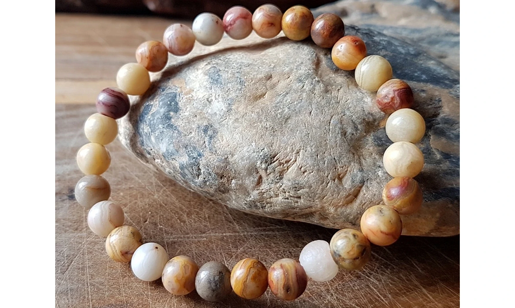 Agate Crazy Lace Boules bracelet pierres