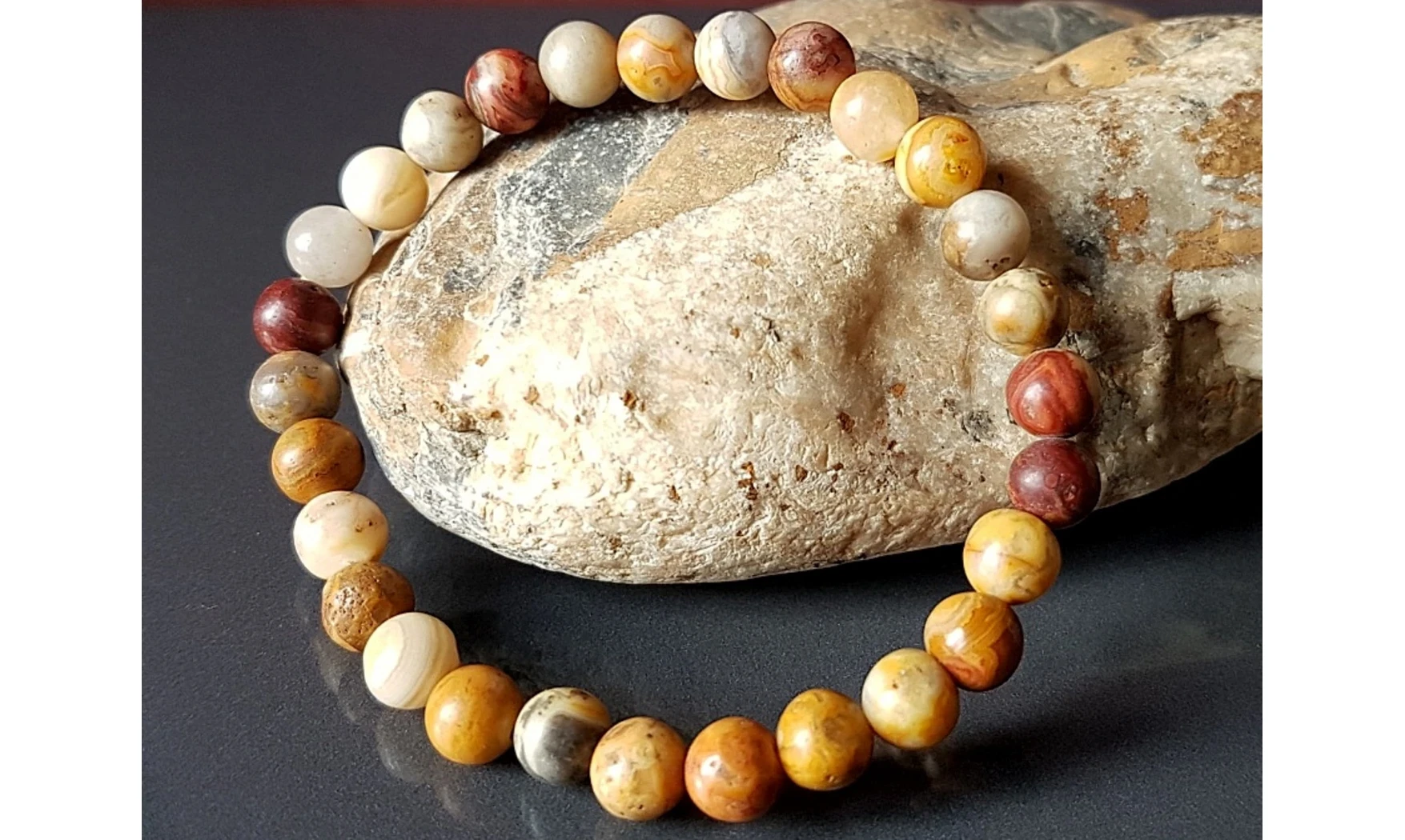 Agate Crazy Lace Boules bracelet pierres