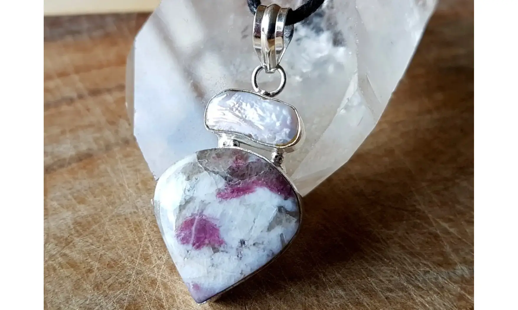 Tourmaline rose pendentif & Argent