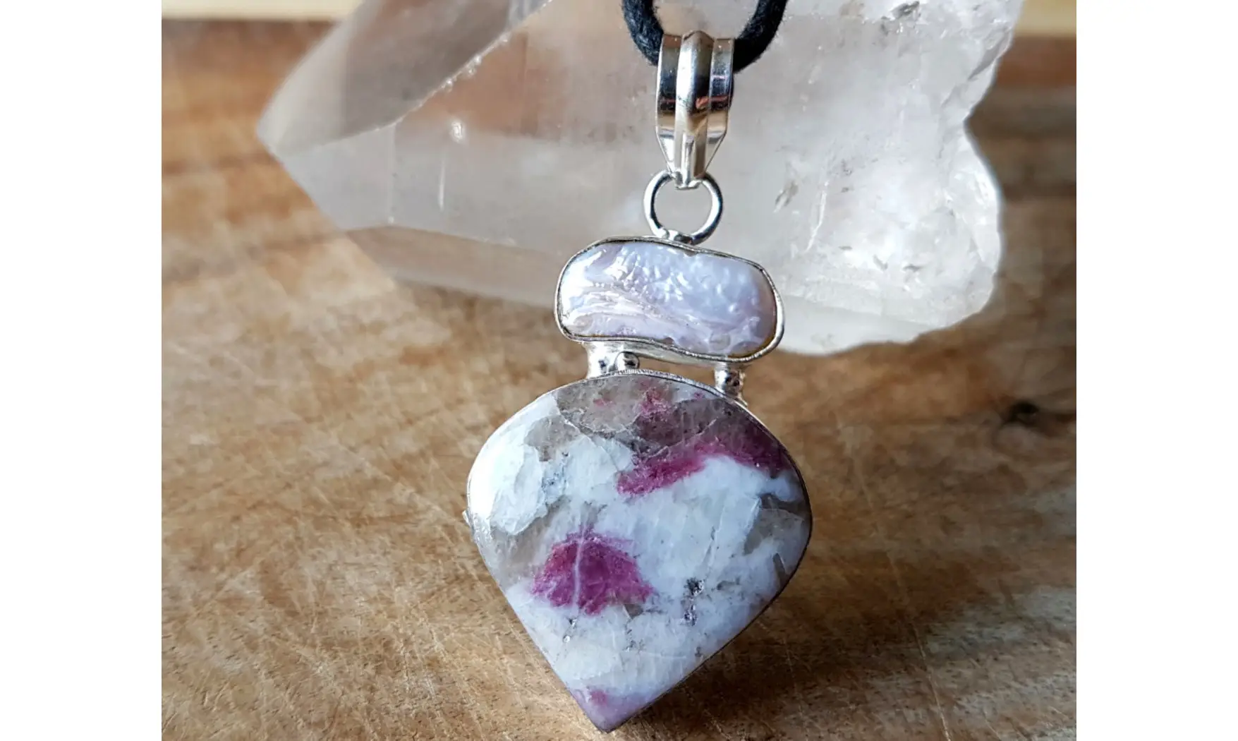 Tourmaline rose pendentif & Argent