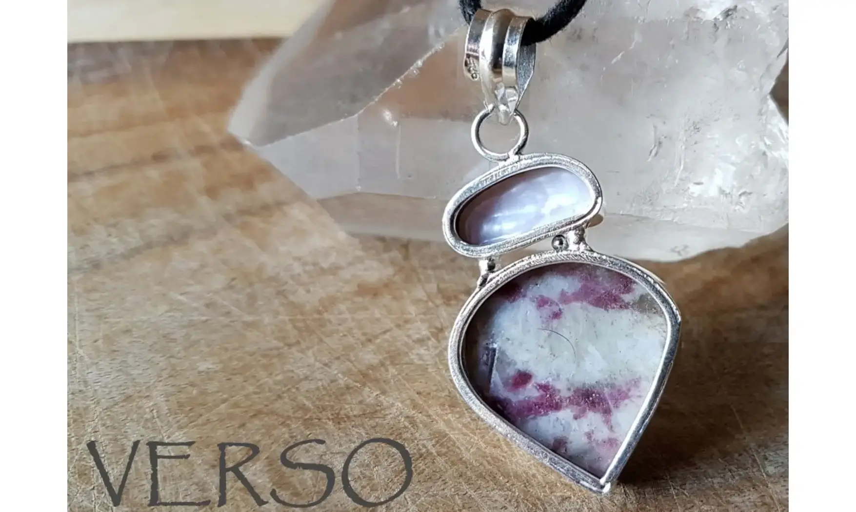 Tourmaline rose pendentif & Argent