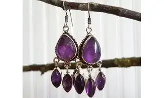Amethyst 925 Silver plated Earring