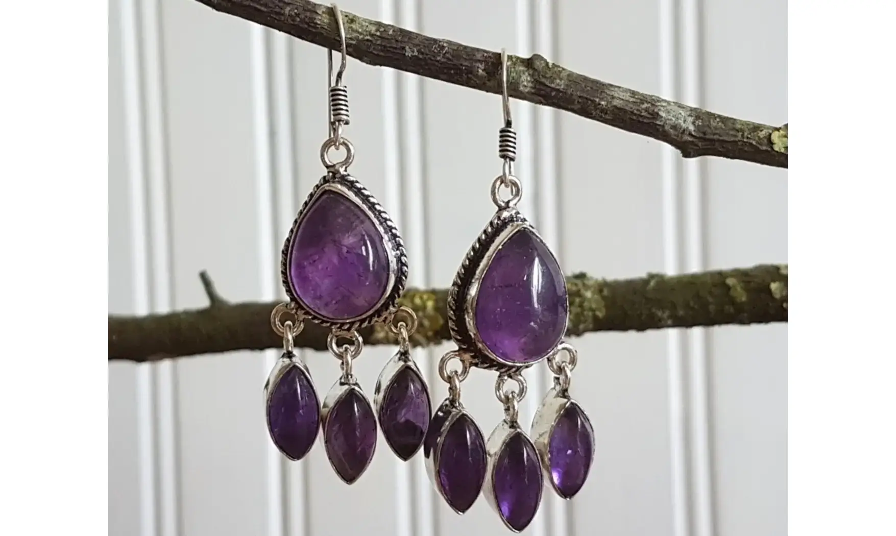 Amethyst 925 Silver plated Earring
