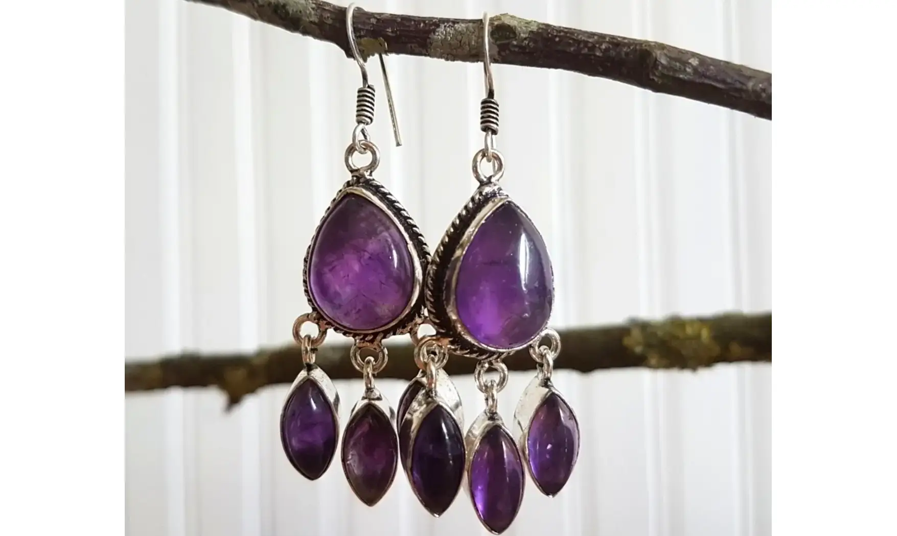 Amethyst 925 Silver plated Earring