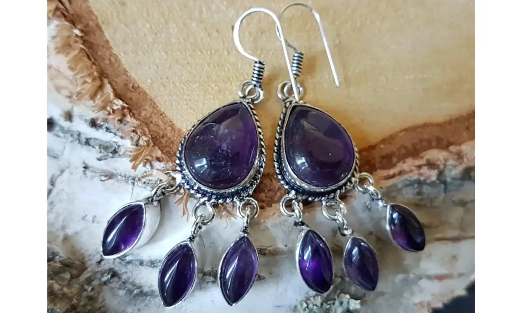 Amethyst 925 Silver plated Earring