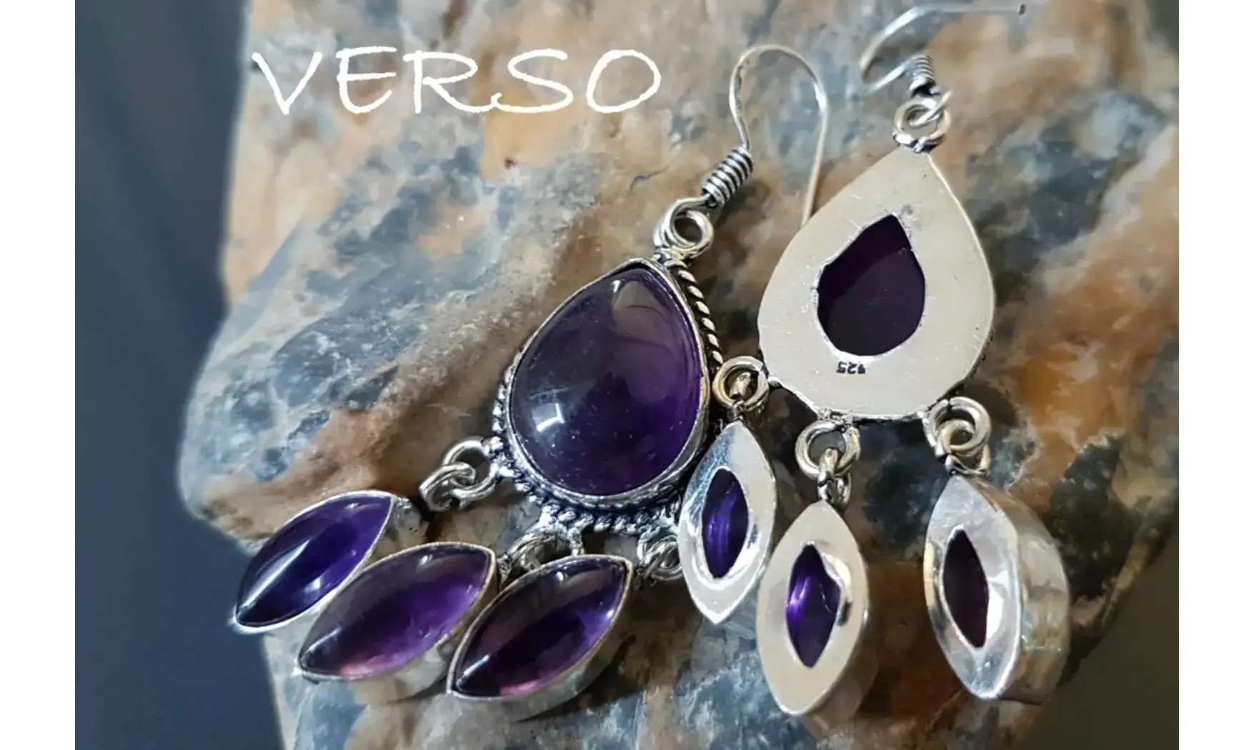 Amethyst 925 Silver plated Earring