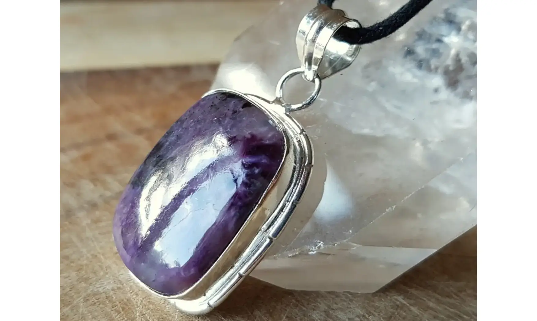 Charoite & 925 Silver plated pendant