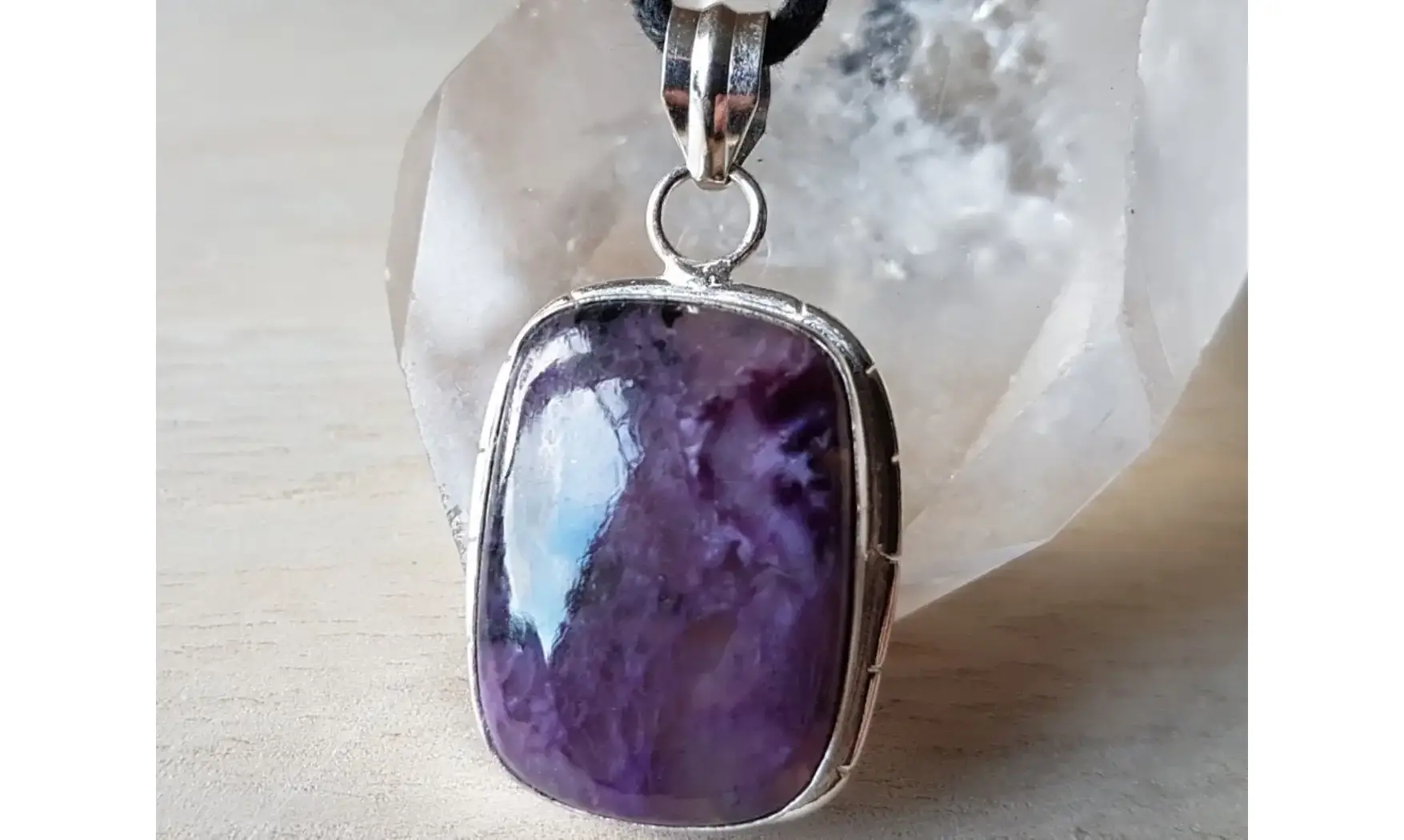 Charoite & 925 Silver plated pendant