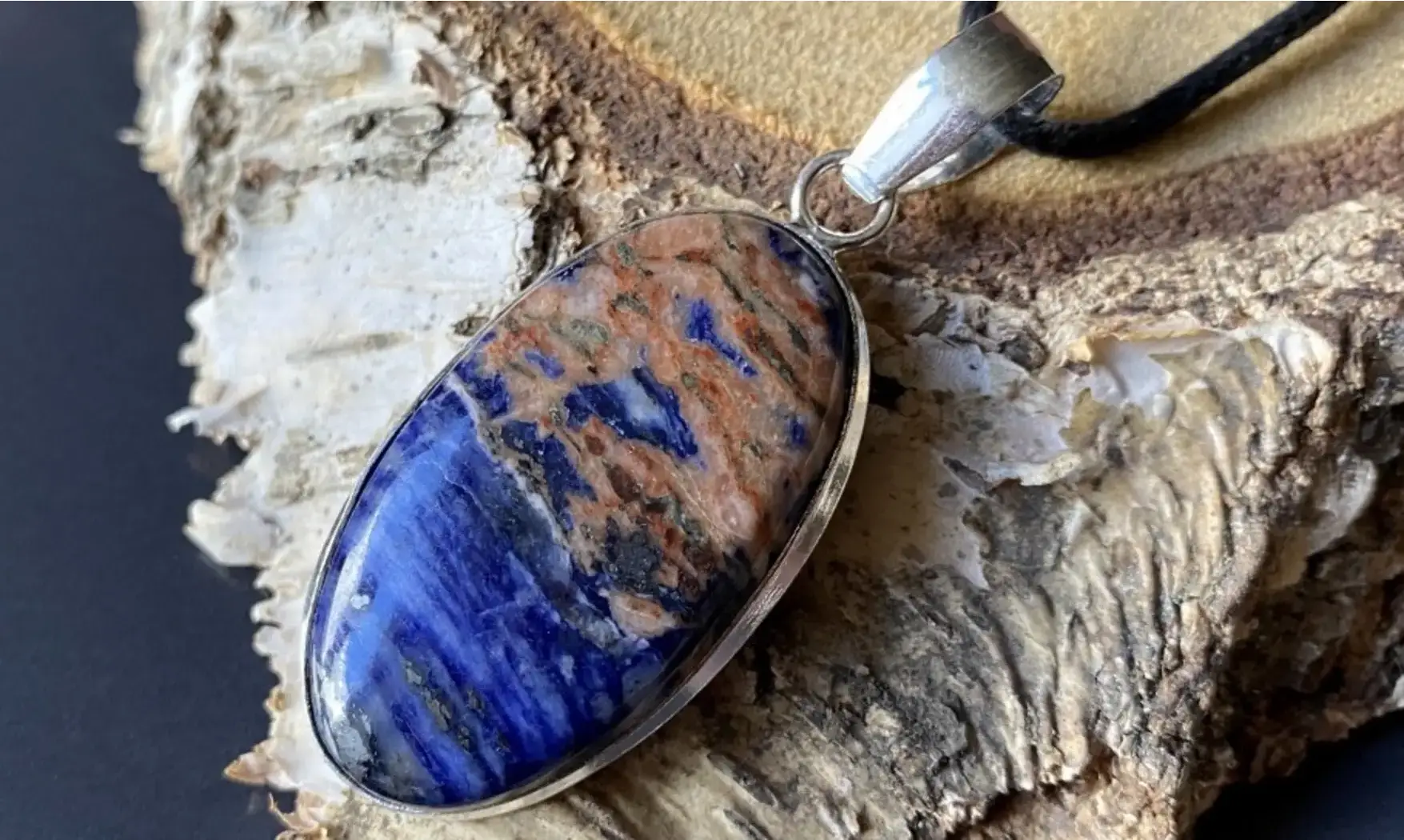 Sodalite pierre pendentif & Argent