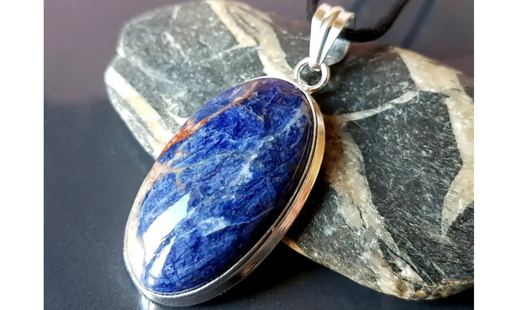Sodalite pierre pendentif & Argent