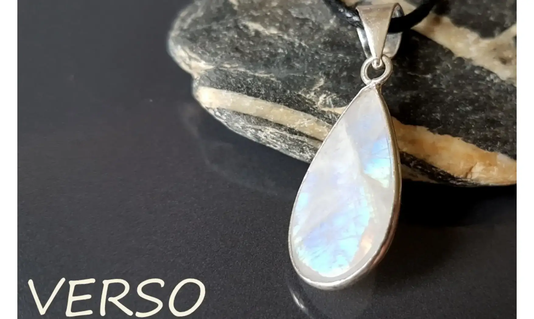 Pierre de Lune pendentif 3 & Argent