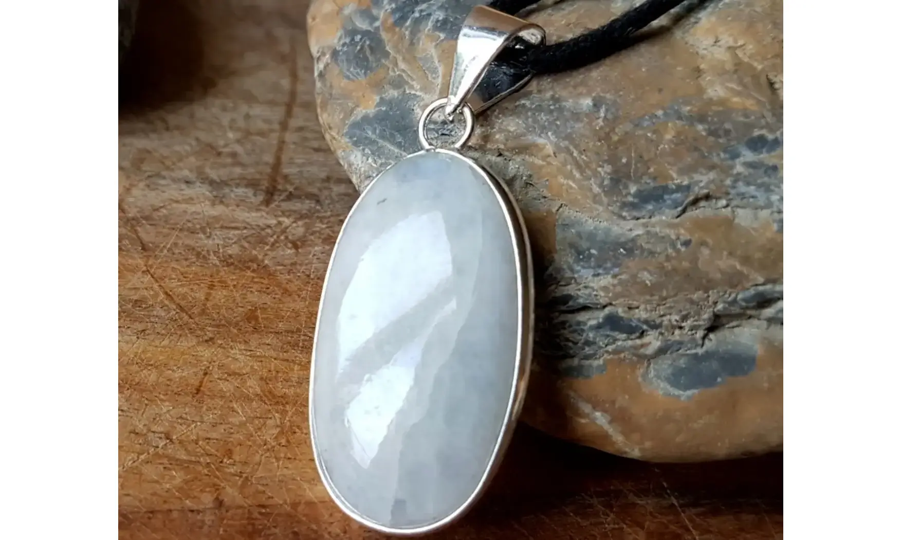 Pierre de Lune pendentif 5 & Argent