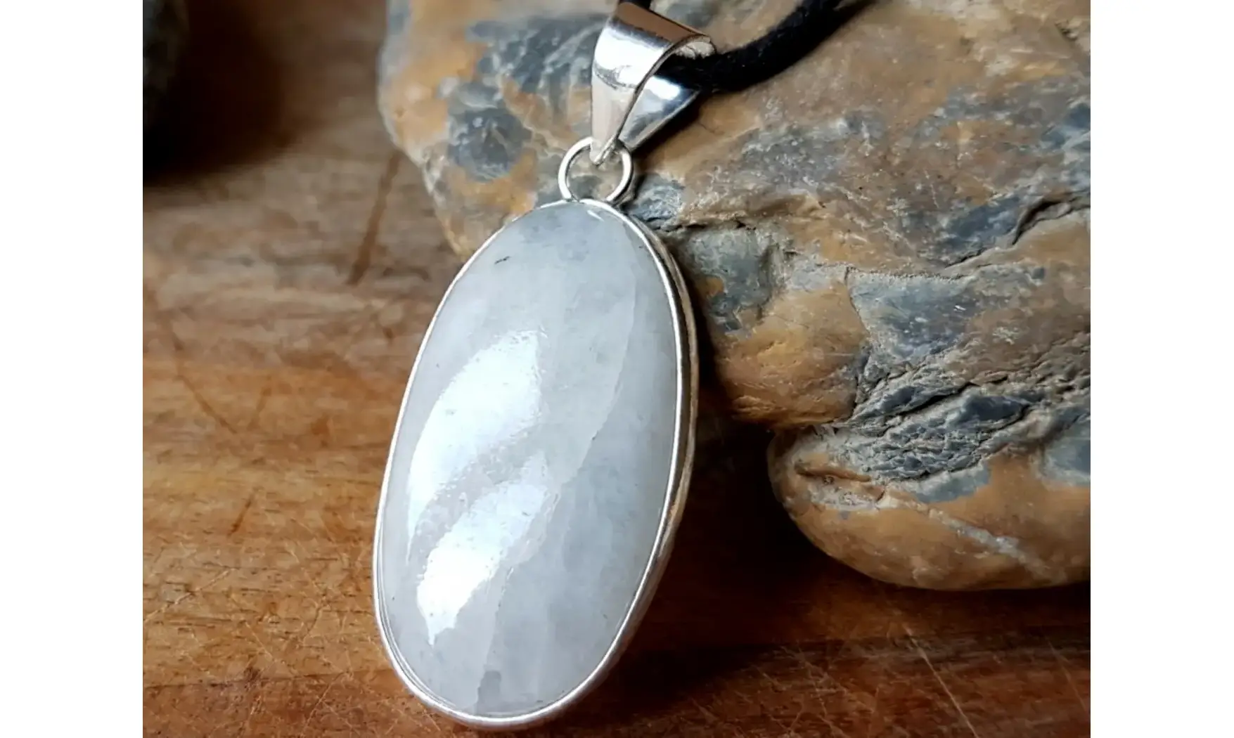 Pierre de Lune pendentif 5 & Argent