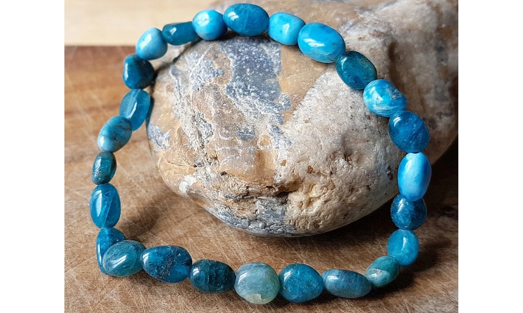 Apatite bleue Bracelet Pépite pierres
