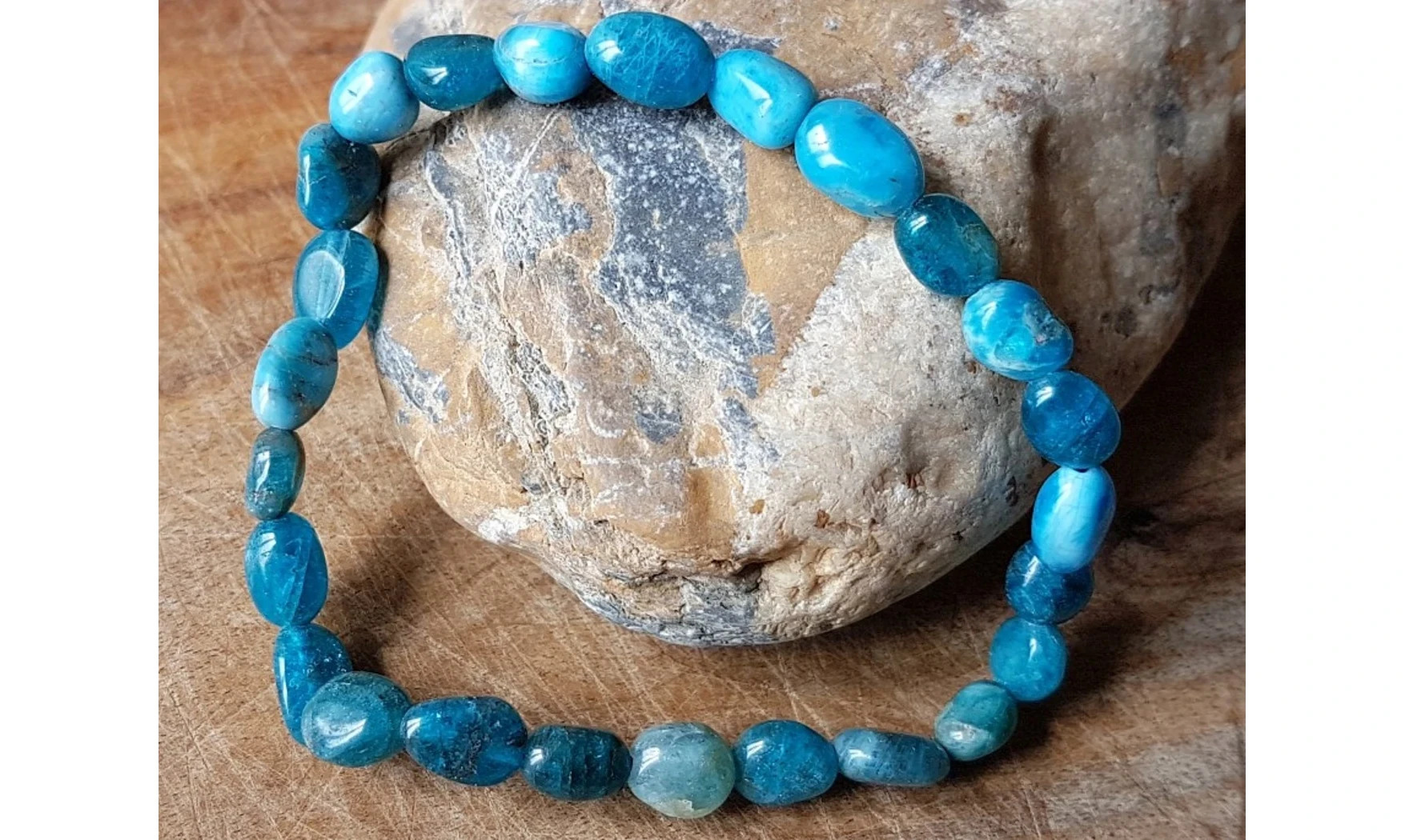Apatite bleue Bracelet Pépite pierres