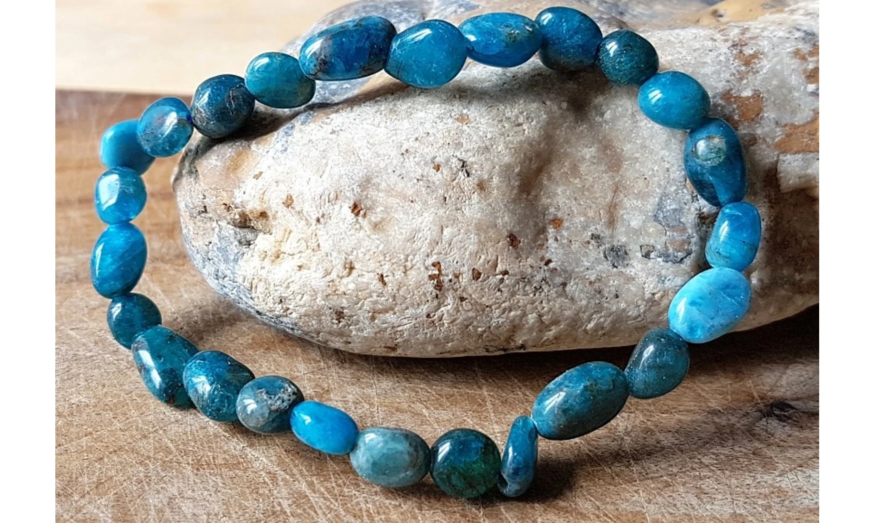 Apatite bleue Bracelet Pépite pierres
