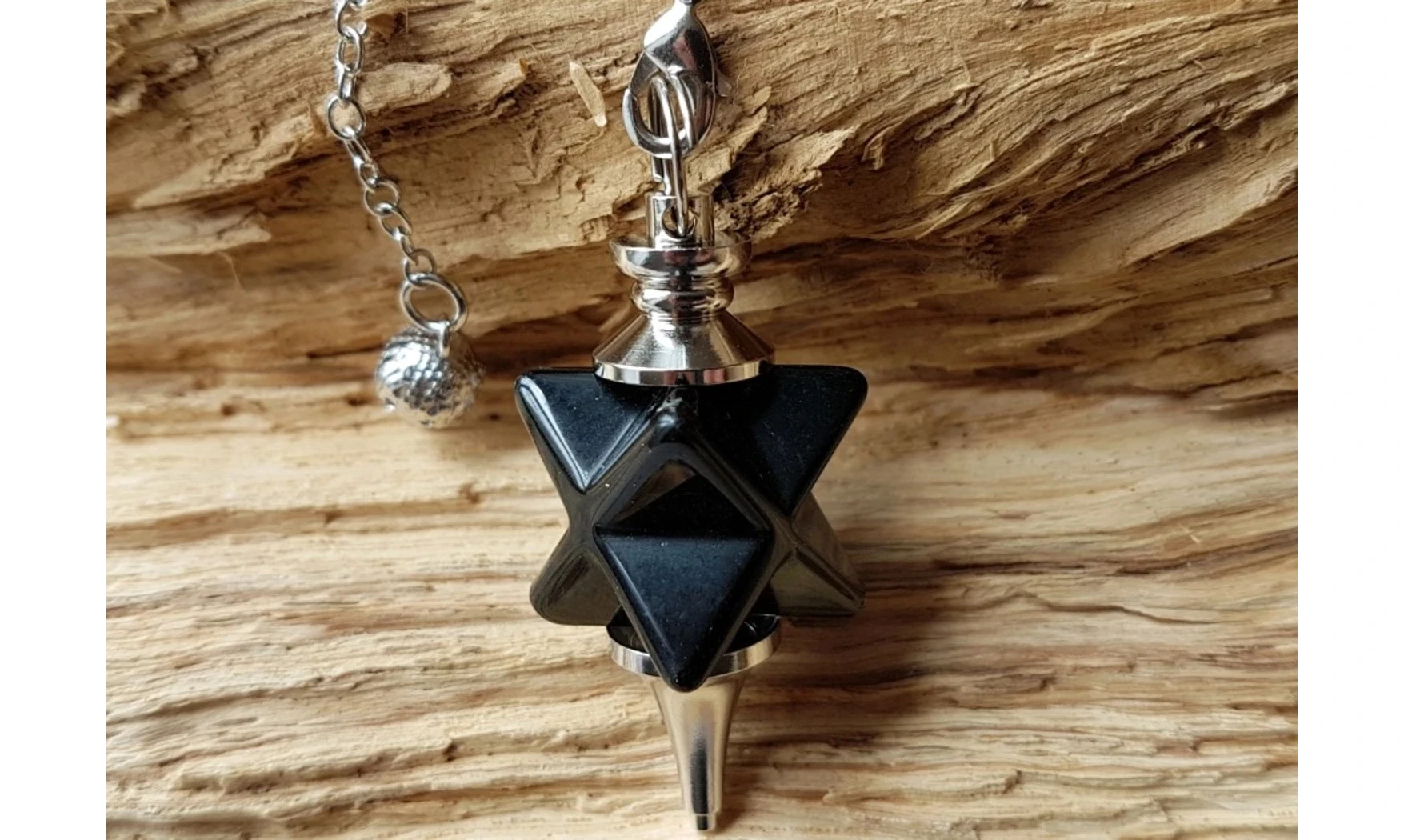 Onyx noir pierre Merkaba Pendule
