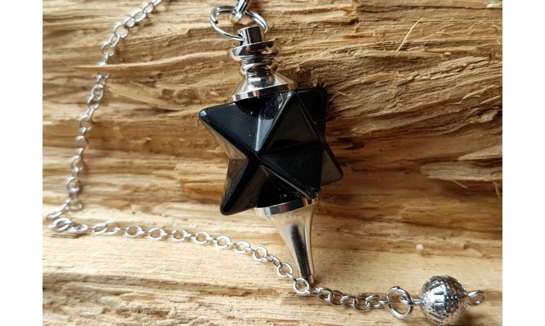 Onyx noir pierre Merkaba Pendule