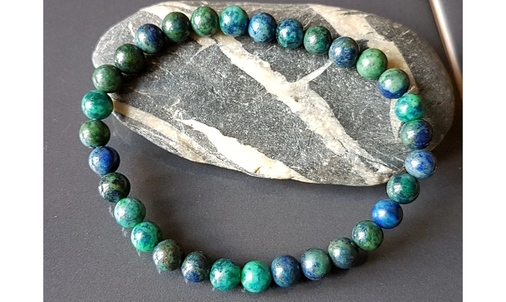 Azurite Malachite Round beads bracelet