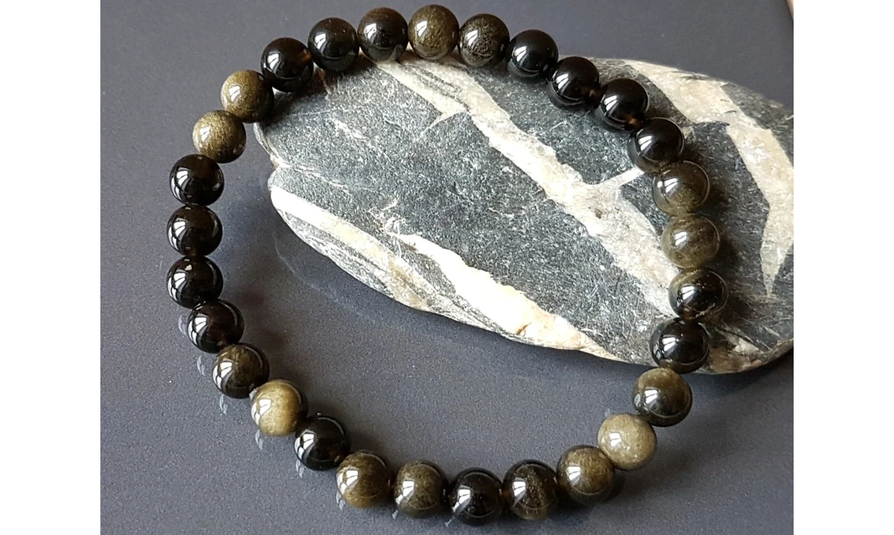 Obsidienne dorée pierres Boules bracelet