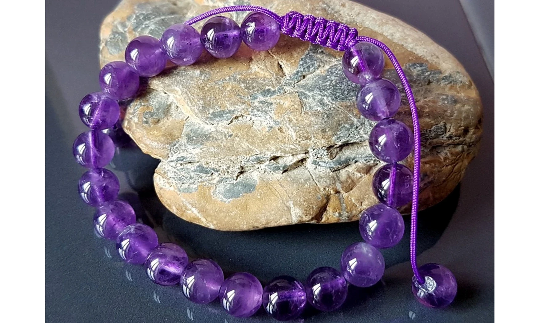 Améthyste Bracelet pierres boules
