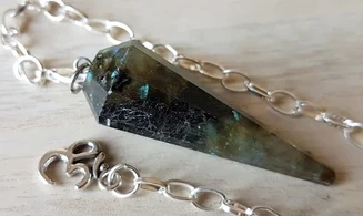 Labradorite faceted cone pendulum
