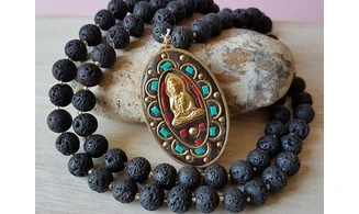 Rock lava Buddha Necklace