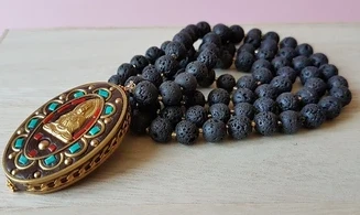 Rock lava Buddha Necklace
