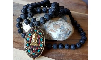 Rock lava Buddha Necklace