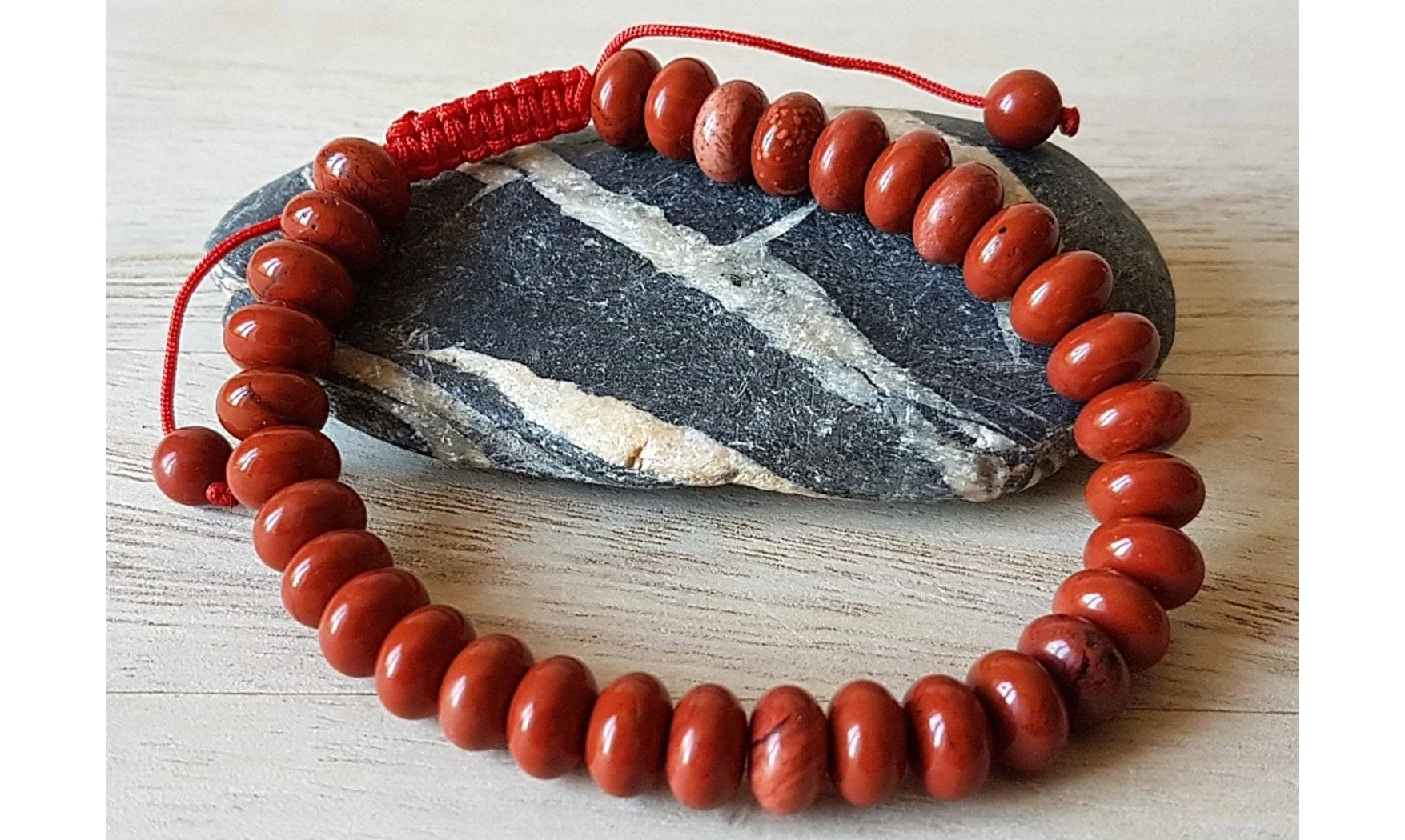 Jaspe rouge perles donuts Bracelet