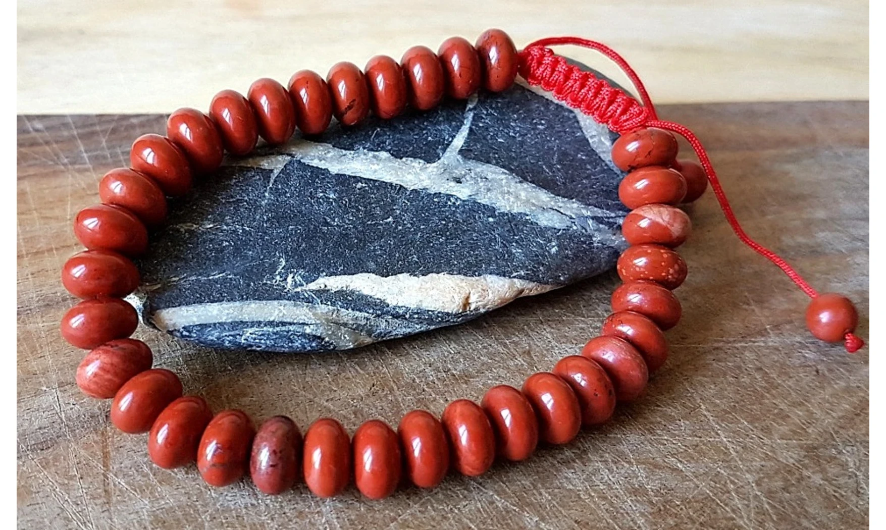 Jaspe rouge perles donuts Bracelet