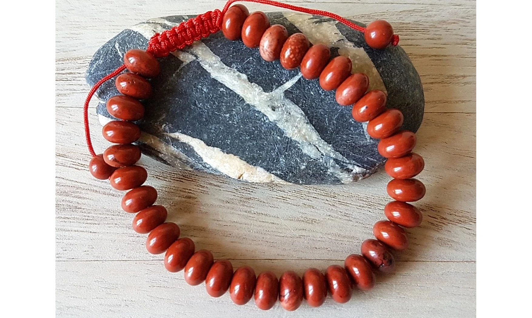 Jaspe rouge perles donuts Bracelet