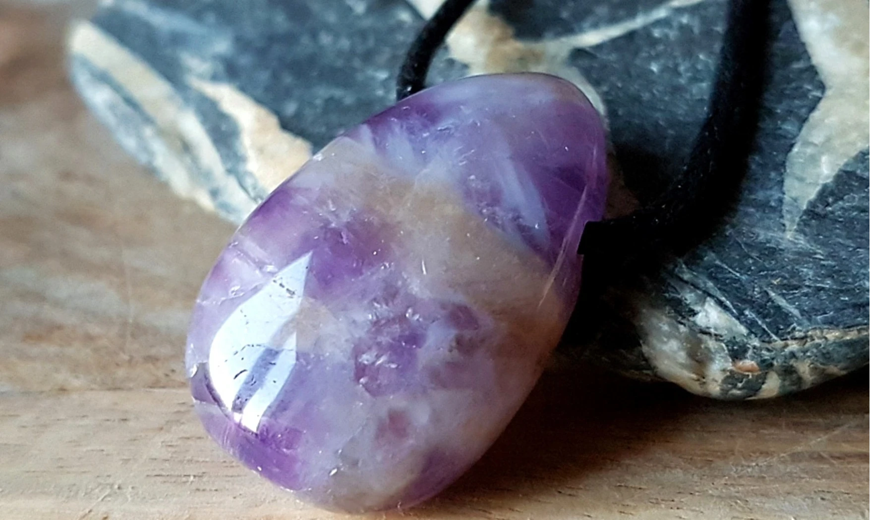Amethyst 2 stone drilled pendant