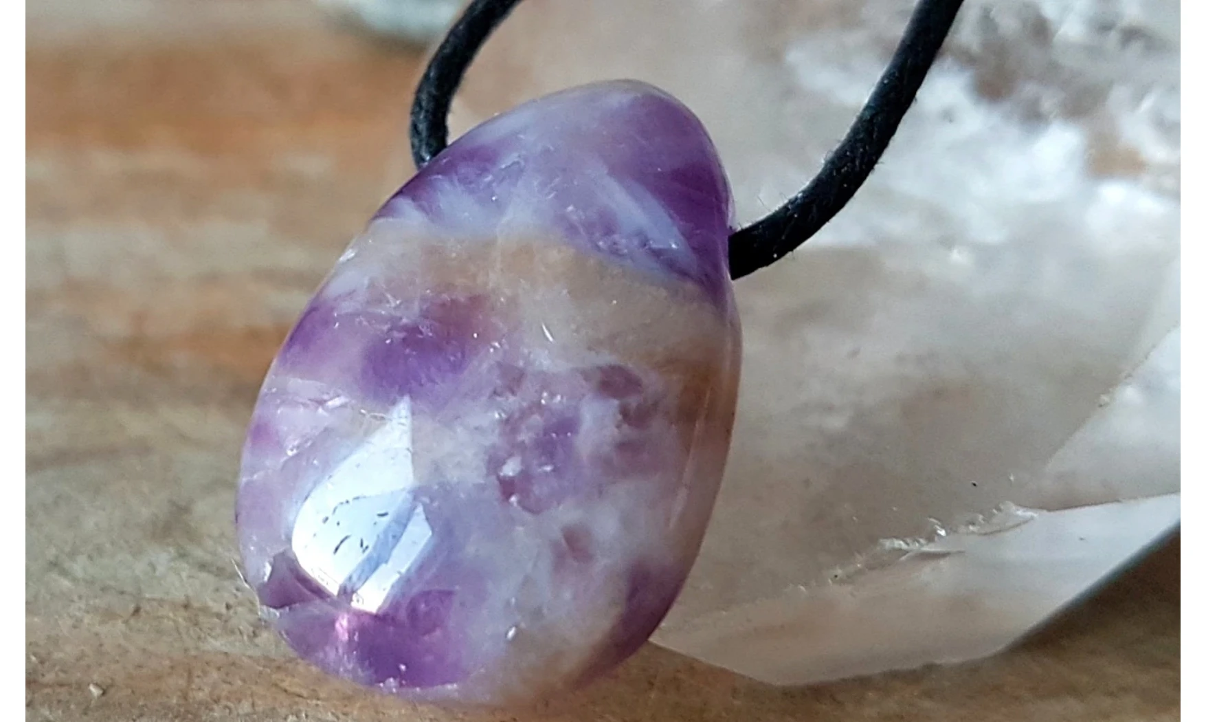 Amethyst 2 stone drilled pendant