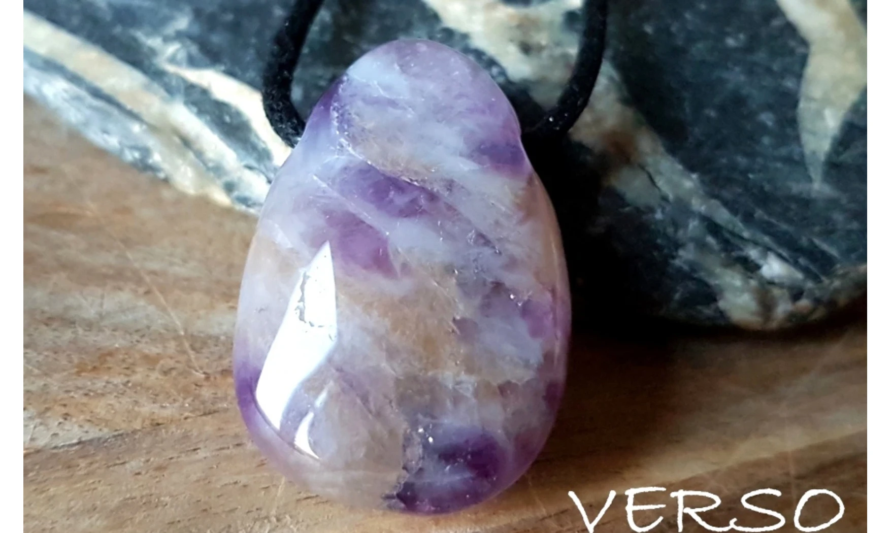 Amethyst 2 stone drilled pendant