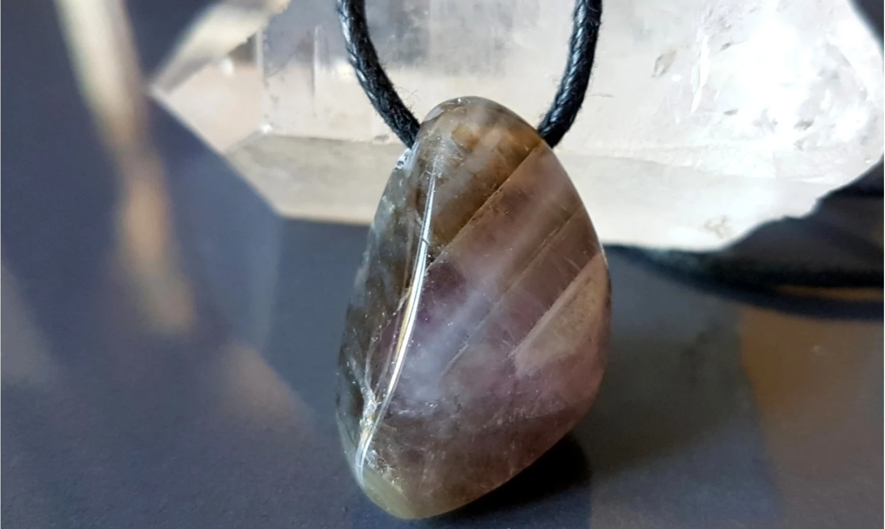 Amethyst 3 stone drilled pendant