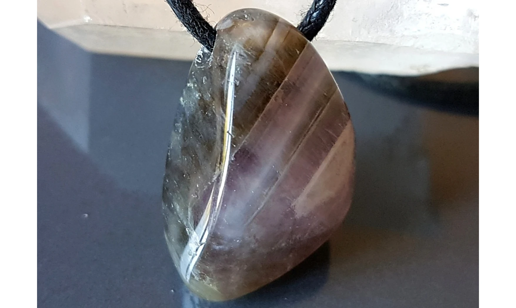 Amethyst 3 stone drilled pendant